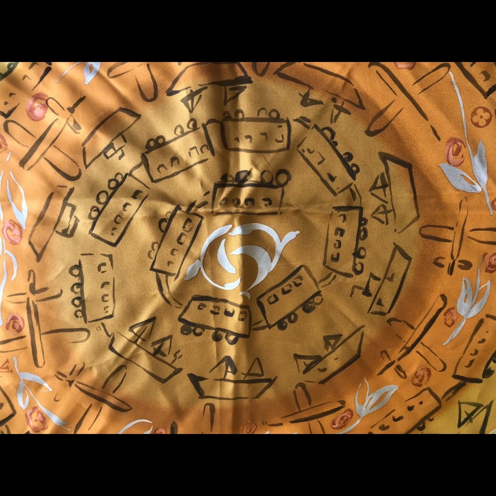 Louis Vuitton Silk Scarf Airplane Motif
